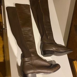 Over the Knee Boot - Brown With Gold Zipper